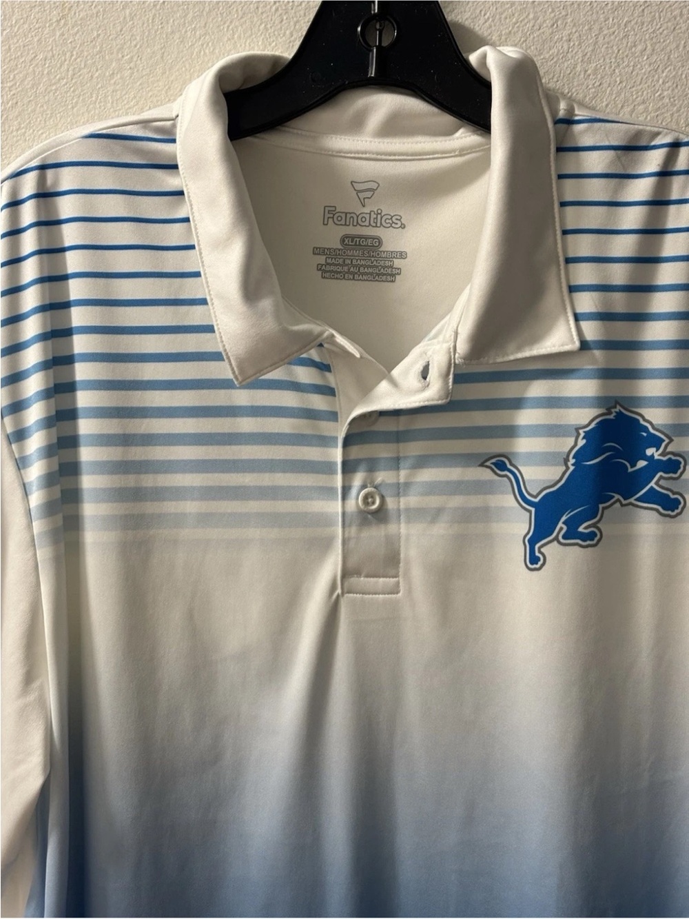 Fanatics Men’s Blue and white Gradient Detroit Lions Polo Shirt - Picture 3 of 8